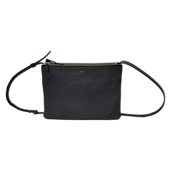 CELINE Trio Large Black Leather Shoulder Bag 390-090225 - Picture 1 of 10